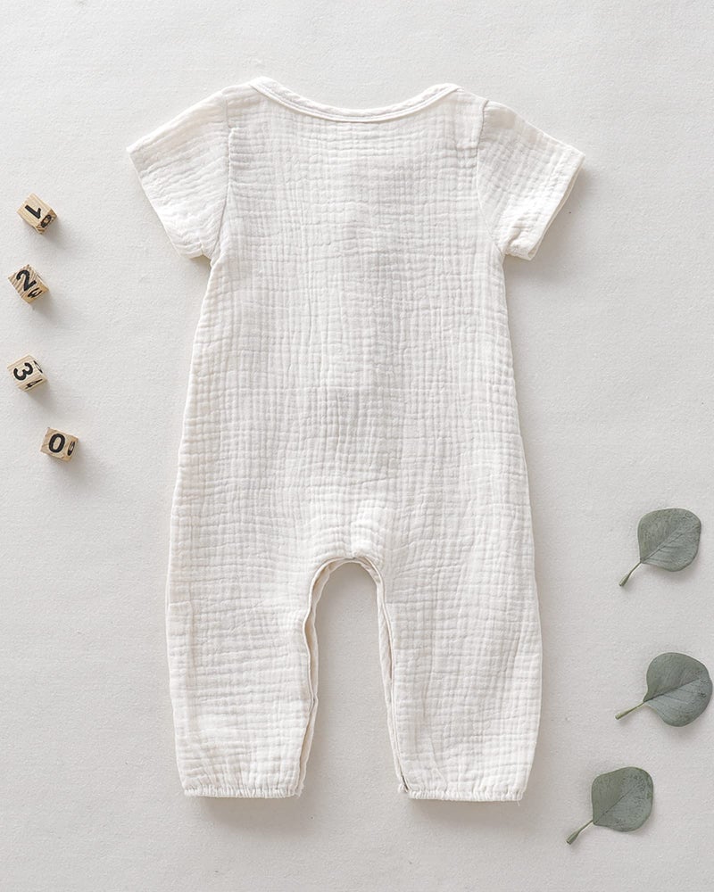 Saeaby Baby Girl Clothes Summer Outfit Infant White Jumpsuit Short Sleeve Romper Bodysuit Newborn Clothes One Pieces Outfit for Baby Girl 0-3 Months - Image 5
